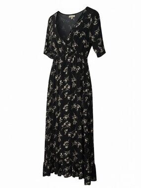 Polagram Black Floral Wrap Maxi Dress Size Small NWOT Boho
